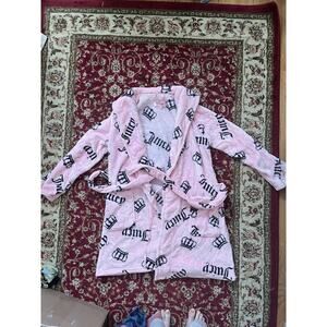 Juicy Couture Pink Plush Robe S/M – Crown & Logo Print
